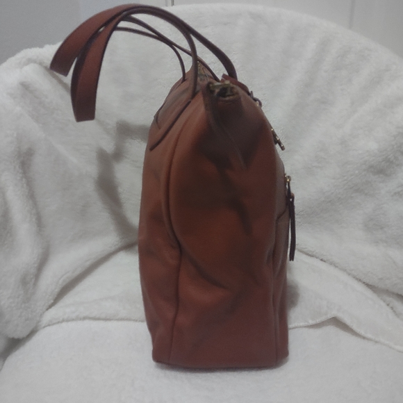 Fossils Sydney Brown Leather Shopper Tote - Picture 3 of 12